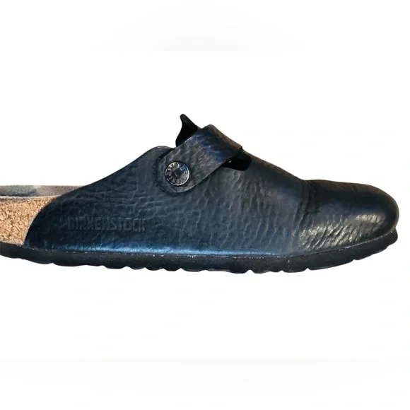 Birkenstock Boston Black Nubuck Pebbled Leather Camo Footbed Reg Width Size 38 - Picture 6 of 11